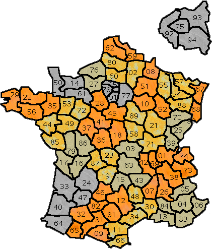 Carte des d�partements