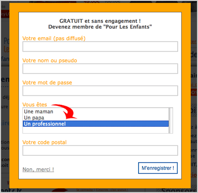 Cr�er un compte en tant que professionnel